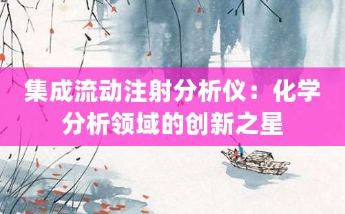 集成流动注射分析仪：化学分析领域的创新之星