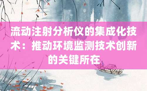 流动注射分析仪的集成化技术：推动环境监测技术创新的关键所在