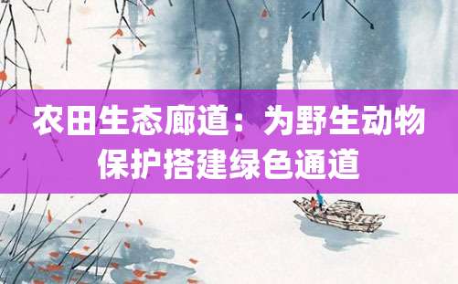 农田生态廊道：为野生动物保护搭建绿色通道