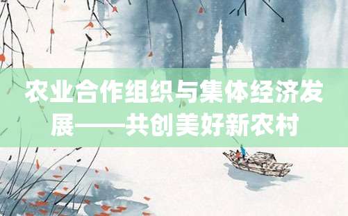 农业合作组织与集体经济发展——共创美好新农村