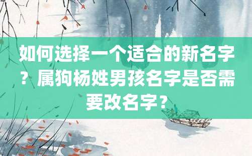 如何选择一个适合的新名字？属狗杨姓男孩名字是否需要改名字？