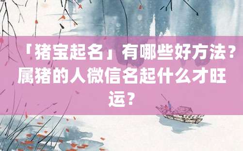 「猪宝起名」有哪些好方法？属猪的人微信名起什么才旺运？