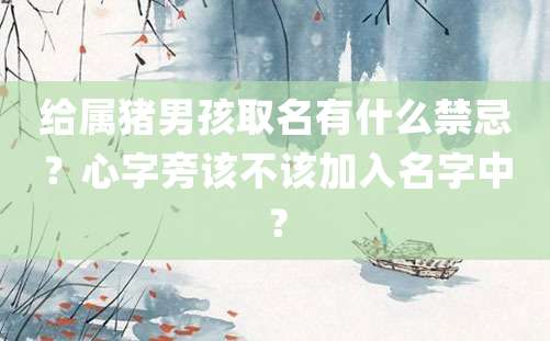 给属猪男孩取名有什么禁忌？心字旁该不该加入名字中？