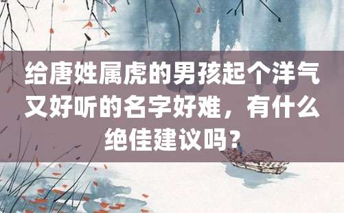 给唐姓属虎的男孩起个洋气又好听的名字好难，有什么绝佳建议吗？