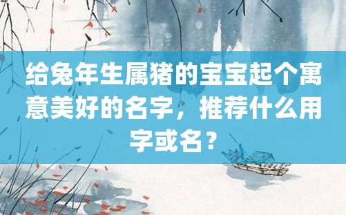 给兔年生属猪的宝宝起个寓意美好的名字，推荐什么用字或名？