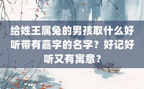 给姓王属兔的男孩取什么好听带有嘉字的名字？好记好听又有寓意？