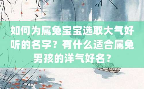 如何为属兔宝宝选取大气好听的名字？有什么适合属兔男孩的洋气好名？