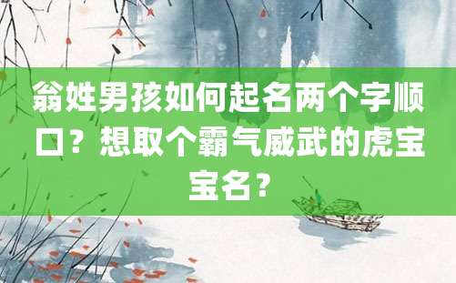 翁姓男孩如何起名两个字顺口？想取个霸气威武的虎宝宝名？