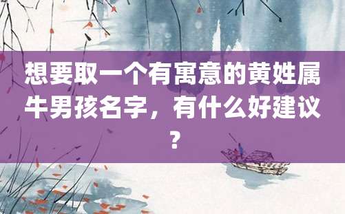 想要取一个有寓意的黄姓属牛男孩名字，有什么好建议？