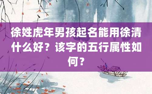 徐姓虎年男孩起名能用徐清什么好？该字的五行属性如何？