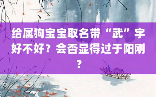 给属狗宝宝取名带“武”字好不好？会否显得过于阳刚？