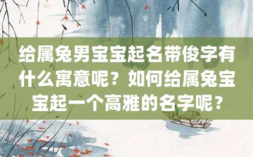 给属兔男宝宝起名带俊字有什么寓意呢？如何给属兔宝宝起一个高雅的名字呢？