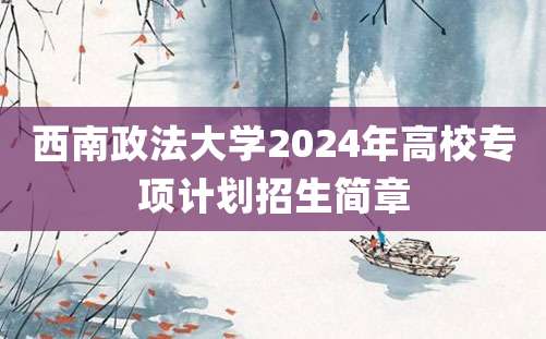 西南政法大学2024年高校专项计划招生简章