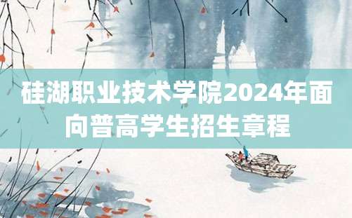 硅湖职业技术学院2024年面向普高学生招生章程