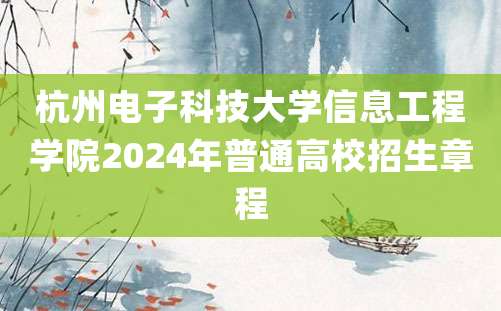 杭州电子科技大学信息工程学院2024年普通高校招生章程