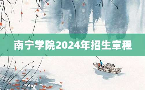 南宁学院2024年招生章程