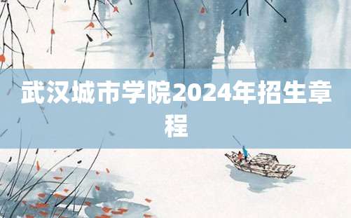 武汉城市学院2024年招生章程