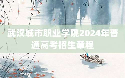 武汉城市职业学院2024年普通高考招生章程