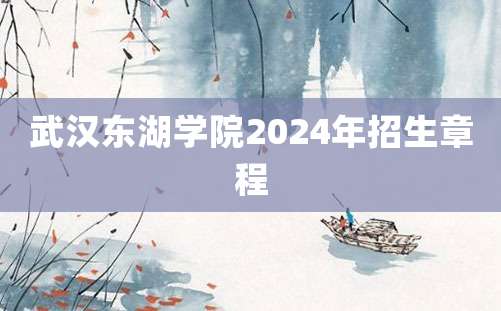 武汉东湖学院2024年招生章程