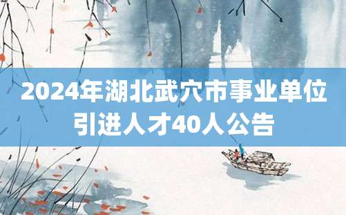 2024年湖北武穴市事业单位引进人才40人公告