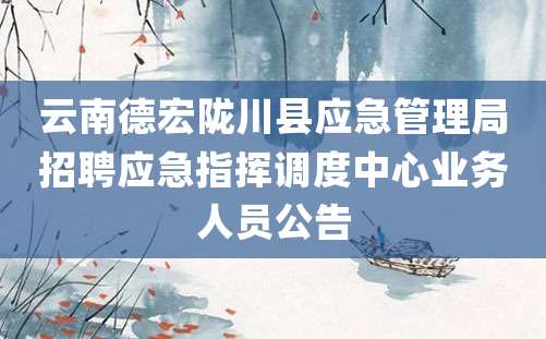 云南德宏陇川县应急管理局招聘应急指挥调度中心业务人员公告