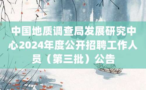 中国地质调查局发展研究中心2024年度公开招聘工作人员（第三批）公告