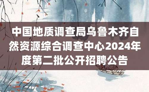 中国地质调查局乌鲁木齐自然资源综合调查中心2024年度第二批公开招聘公告