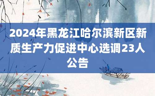 2024年黑龙江哈尔滨新区新质生产力促进中心选调23人公告