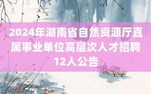 2024年湖南省自然资源厅直属事业单位高层次人才招聘12人公告