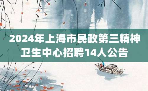 2024年上海市民政第三精神卫生中心招聘14人公告