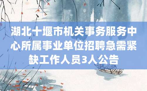 湖北十堰市机关事务服务中心所属事业单位招聘急需紧缺工作人员3人公告