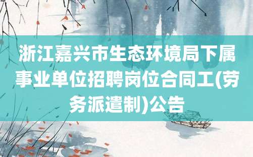 浙江嘉兴市生态环境局下属事业单位招聘岗位合同工(劳务派遣制)公告