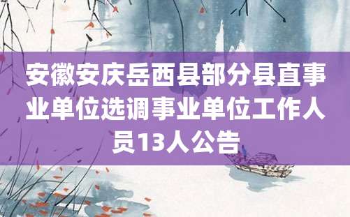 安徽安庆岳西县部分县直事业单位选调事业单位工作人员13人公告