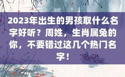 2023年出生的男孩取什么名字好听？周姓，生肖属兔的你，不要错过这几个热门名字！