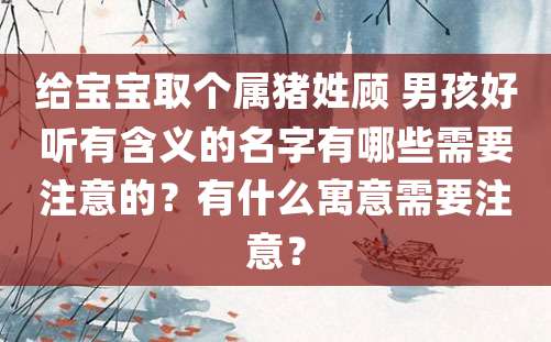 给宝宝取个属猪姓顾 男孩好听有含义的名字有哪些需要注意的？有什么寓意需要注意？