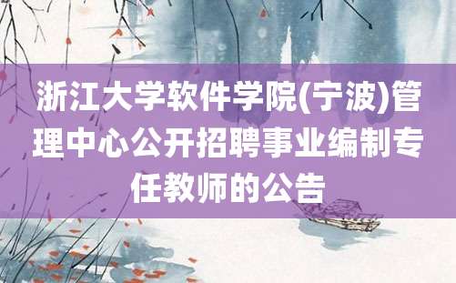 浙江大学软件学院(宁波)管理中心公开招聘事业编制专任教师的公告