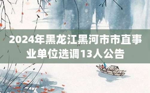 2024年黑龙江黑河市市直事业单位选调13人公告