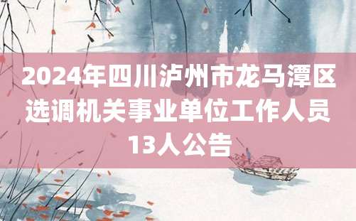 2024年四川泸州市龙马潭区选调机关事业单位工作人员13人公告