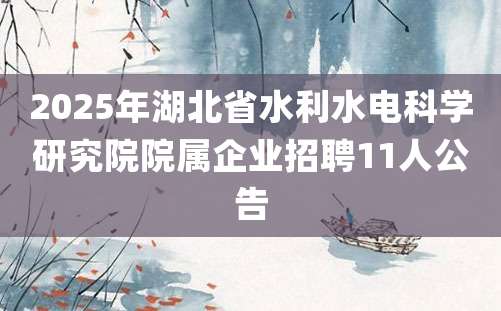 2025年湖北省水利水电科学研究院院属企业招聘11人公告