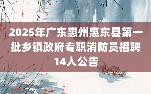 2025年广东惠州惠东县第一批乡镇政府专职消防员招聘14人公告