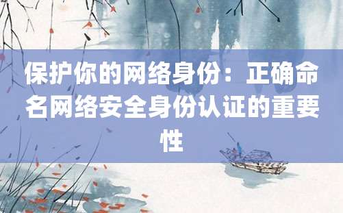 保护你的网络身份：正确命名网络安全身份认证的重要性